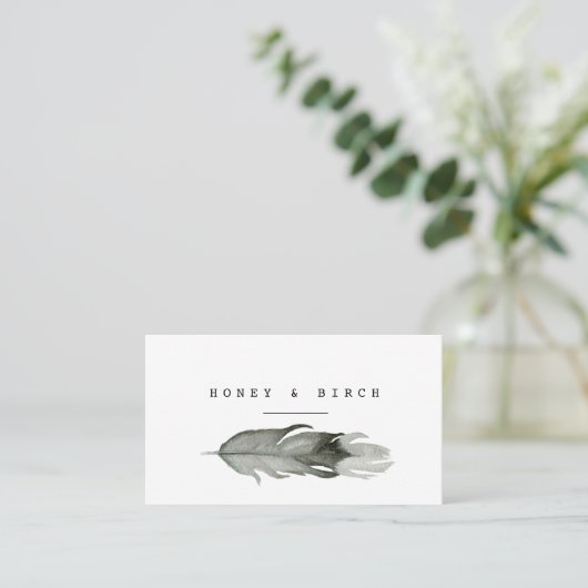 Modern Feather Waterverf Visitekaartje (Staand voorkant)