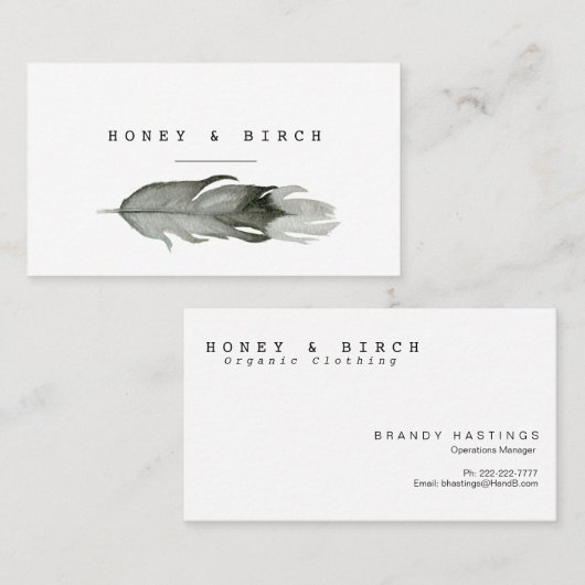 Modern Feather Waterverf Visitekaartje (Voorkant / Achterkant)