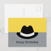 Modern Fedora Colorblock Birthday Briefkaart (Voorkant / Achterkant)
