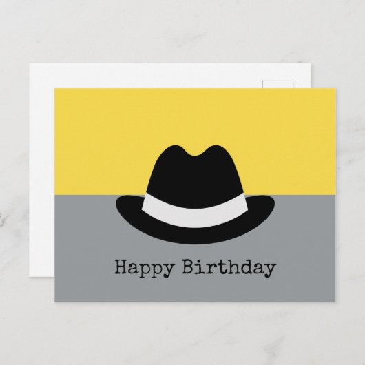 Modern Fedora Colorblock Birthday Briefkaart (Voorkant / Achterkant)