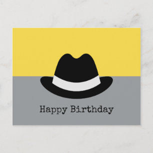 Modern Fedora Colorblock Birthday Briefkaart