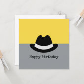 Modern Fedora Colorblock Birthday Kaart (Voorkant / Achterkant in situ)