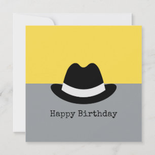 Modern Fedora Colorblock Birthday Kaart