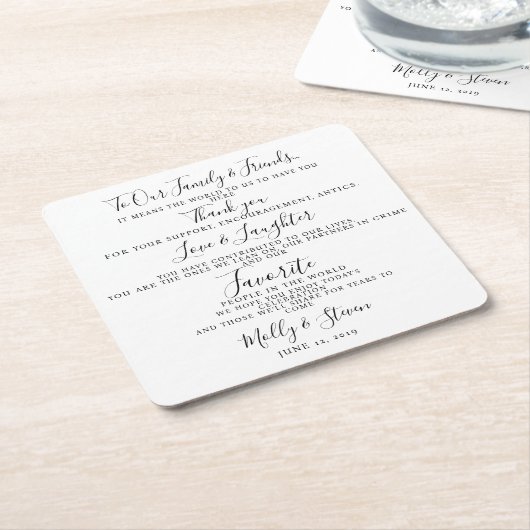 Modern feest / bruiloft Dank u Kartonnen Onderzetters (Schuin)