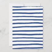 Modern feestelijk blauw gestreept kerstjacht feest kaart (Achterkant)