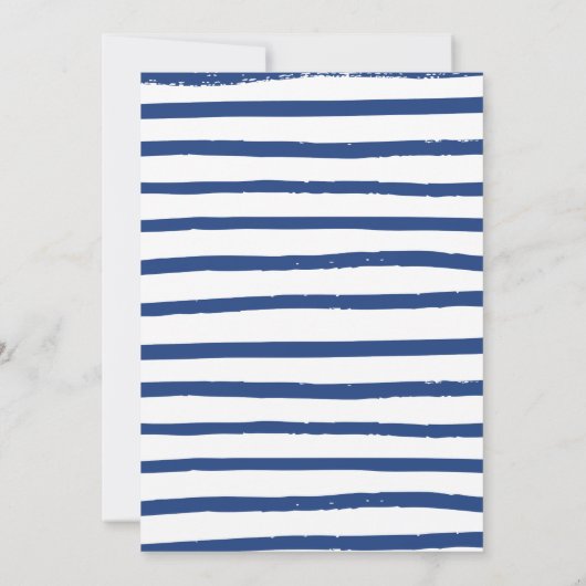 Modern feestelijk blauw gestreept kerstjacht feest kaart (Achterkant)