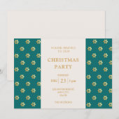 Modern feestelijk Blauwgroen + gouden Daisy kerstf Feestdagenkaart (Voorkant / Achterkant)