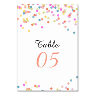 Modern Feestelijk Confetti Trouwtafel Nummer Kaart
