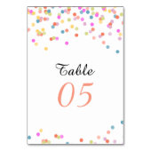 Modern Feestelijk Confetti Trouwtafel Nummer Kaart (Voorkant)