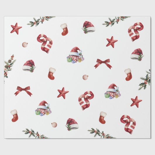 Modern feestelijk kerstfeest cadeaupapier (Vlak)