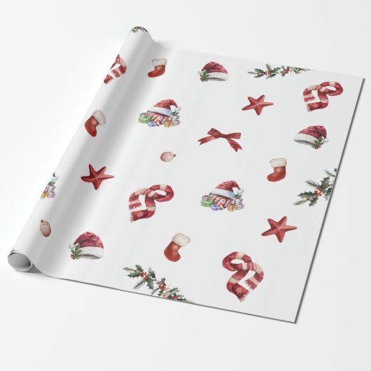 Modern feestelijk kerstfeest cadeaupapier (Uitgerold)