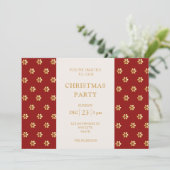 Modern feestelijk rood + goud Daisy kerstfeest Feestdagenkaart (Staand voorkant)