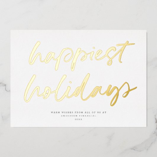 Modern feestelijk script non-foto zakelijk goud folie feestdagenkaart (Voorkant)