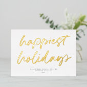 Modern feestelijk script non-foto zakelijk goud folie feestdagenkaart (Staand Voorkant)