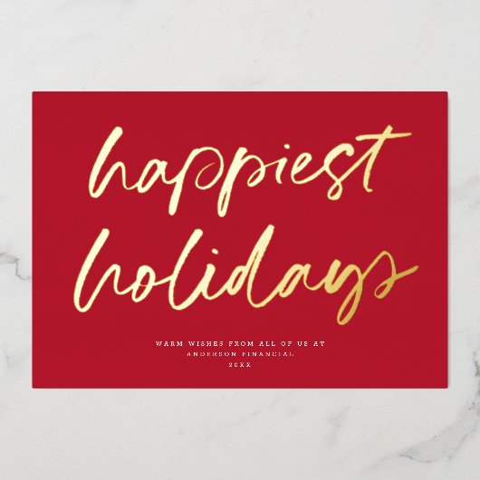 Modern feestelijk script non-foto zakelijk rood go folie feestdagenkaart (Voorkant)