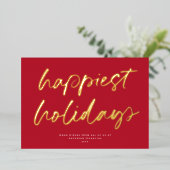 Modern feestelijk script non-foto zakelijk rood go folie feestdagenkaart (Staand Voorkant)