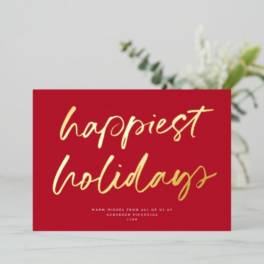 Modern feestelijk script non-foto zakelijk rood go folie feestdagenkaart (Staand Voorkant)