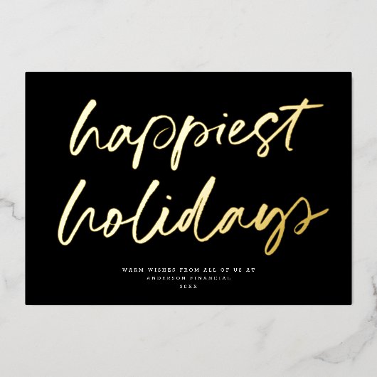 Modern Feestelijk Script Non-Photo Business Noir G Folie Feestdagenkaart (Voorkant)