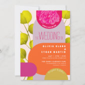 Modern fel festival Garden Geometric Wedding Kaart (Voorkant)