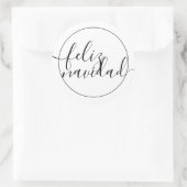 Modern Feliz Navidad Black White Kerstmis Ronde Sticker (Tas)
