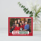 Modern Feliz Navidad familie foto rood Briefkaart (Staand voorkant)