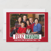 Modern Feliz Navidad familie foto rood Feestdagenkaart (Voorkant)