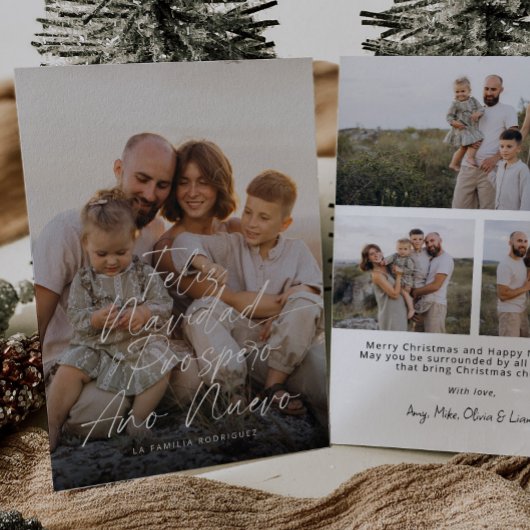 Modern Feliz Navidad Full Photo Script Christmas Feestdagenkaart