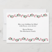 Modern Feliz Navidad Greenery Berries 3 Photo Feestdagenkaart (Achterkant)