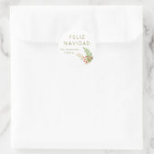 Modern Feliz Navidad Holly Spaanse kerst Ronde Sticker (Tas)
