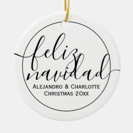 Modern Feliz Navidad Minimalistische kerstfoto Keramisch Ornament