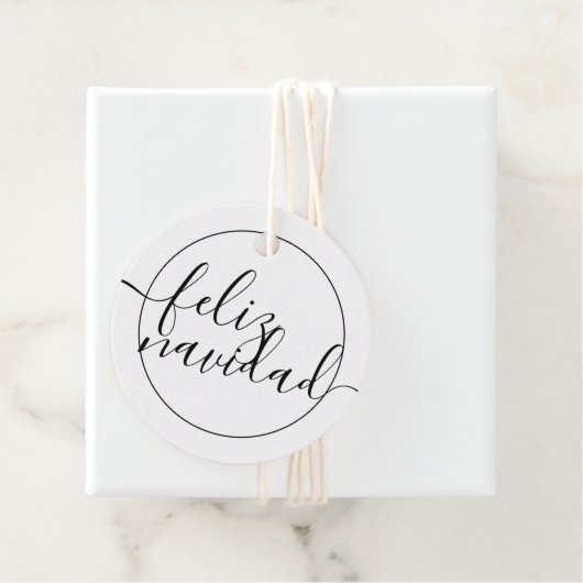 Modern Feliz Navidad Typografie Kerstmis Bedankjes Labels (In situ)