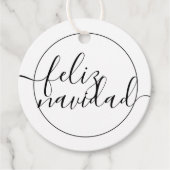 Modern Feliz Navidad Typografie Kerstmis Bedankjes Labels (Voorkant)