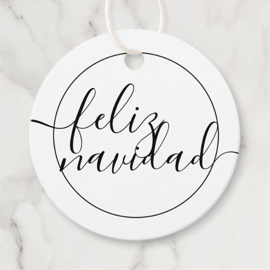 Modern Feliz Navidad Typografie Kerstmis Bedankjes Labels (Voorkant)