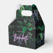 Modern felle paarse gordelneonbachelorette bedankdoosjes (Achterkant)