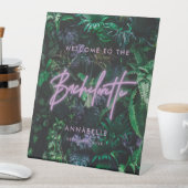 Modern felle paarse gordelneonbachelorette reclamebord met voetstuk (Insitu)