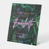 Modern felle paarse gordelneonbachelorette reclamebord met voetstuk (Voorkant)