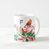 Modern Female Cardinal Holly Custom Monogram Mug Koffiemok (Voorkant rechts)