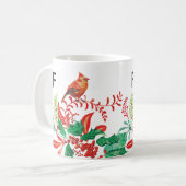 Modern Female Cardinal Holly Custom Monogram Mug Koffiemok (Voorkant links)