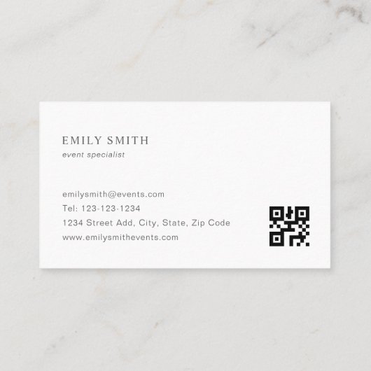 Modern Feminine Beige Monogram QR-code Visitekaartje (Achterkant)