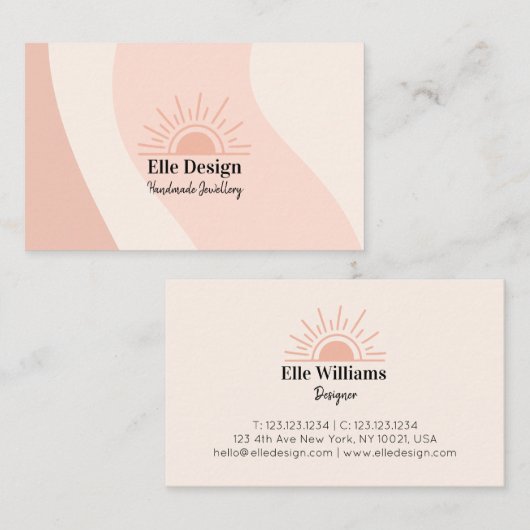 Modern Feminine Blush Pink Trendy Boho Sun Visitekaartje (Voorkant / Achterkant)