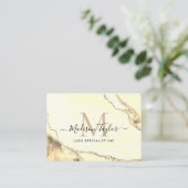 Modern Feminine Gold Glitter Marble Agate Monogram Visitekaartje (Staand voorkant)
