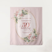 Modern Feminine Rose Gold 50th Birthday Banner Wandkleed (Voorkant)