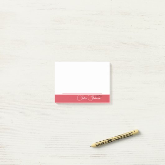 Modern feministisch script Hibiscus Red Minimalist Post-it® Notes (Op bureau)