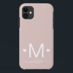 Modern feministisch script monogram zwart roze Case-Mate iPhone case<br><div class="desc">Moderne feministische script monogram blush roze naam iPhone 11 Hoesje</div>