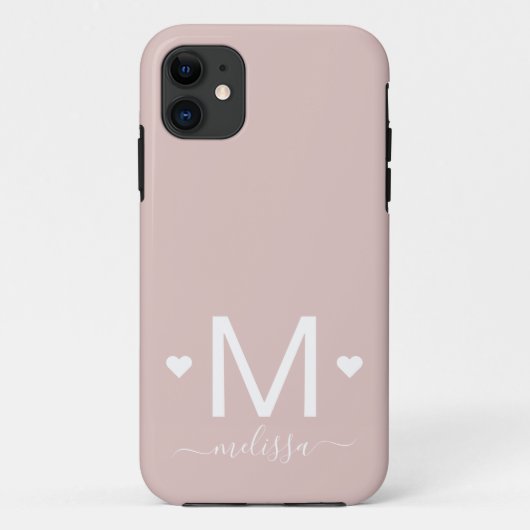 Modern feministisch script monogram zwart roze Case-Mate iPhone case (Achterkant)