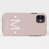 Modern feministisch script monogram zwart roze Case-Mate iPhone case (Achterkant (horizontaal))