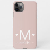 Modern feministisch script monogram zwart roze iPhone hoesje (Achterkant)