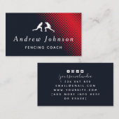 Modern Fencing Coach Instructor Fencer Red & Black Visitekaartje (Voorkant / Achterkant)