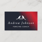 Modern Fencing Coach Instructor Fencer Red & Black Visitekaartje (Voorkant)