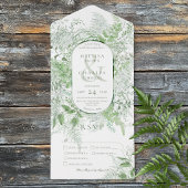 Modern Fern Green Foliage White Dinner All In One Uitnodiging